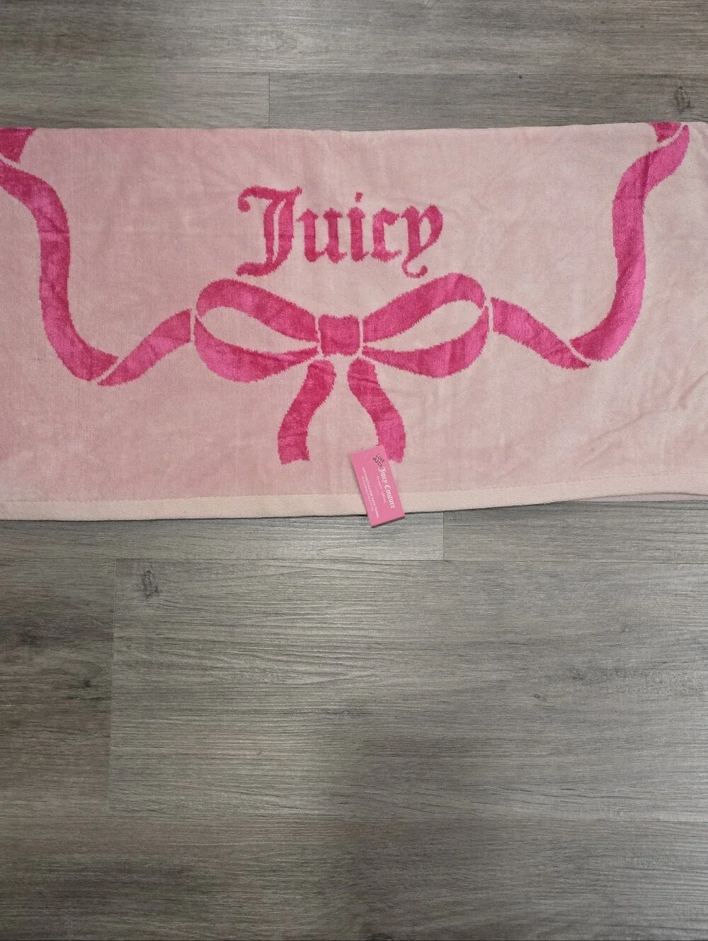 Juicy Couture Home Bow Logo Plush Oversized Cotton Viscose Bath Towel